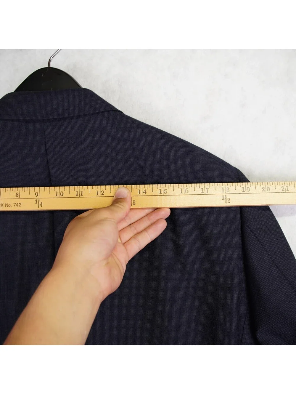 John W Nordstrom Loro Piana 120's Wool 2 Button Blazer Jacket Mens 42S Navy Flaw